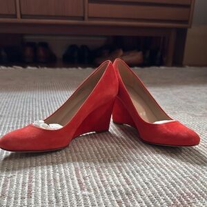 Elegant Red Wedge Heels
